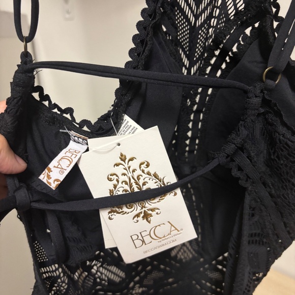 Rebecca Virtue Women's Aurora Crochet One Piece Swimsuit Black S - Picture 3 of 5